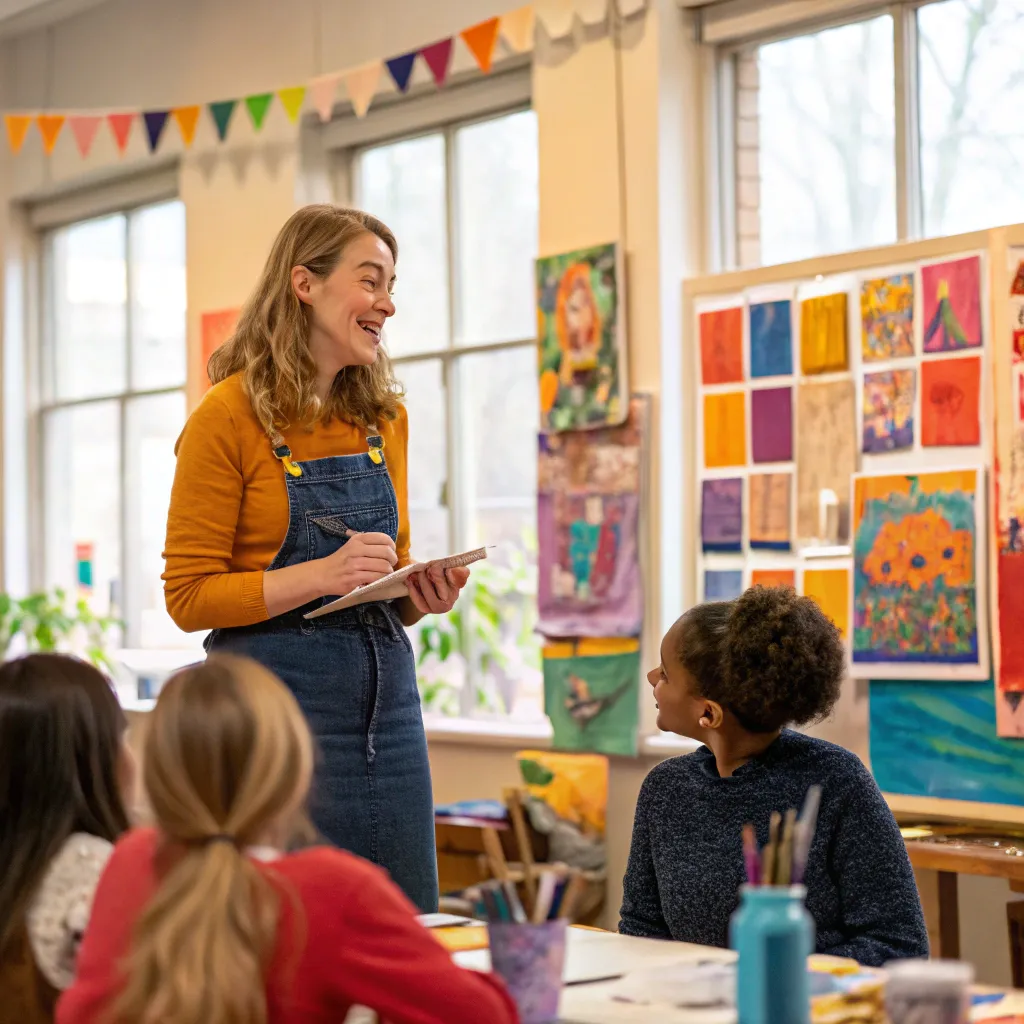 Olivia Bennett hosting a community arts workshop